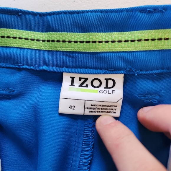 Izod Mens Flat Front Stretch Active Shorts 10" Blue Golf Golfing Size 42 Travel - Picture 8 of 8